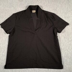 ORTTU Shirt Mens‎ 2XL Black Open Collar Popover Stretch V-Neck OR-SHT00005
